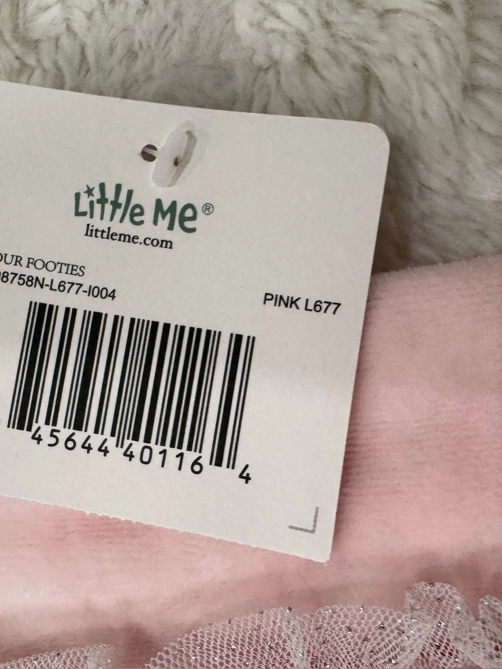 NWT Little Me Baby Pink One-Piece Footed Sleepsuit - Soft Plush